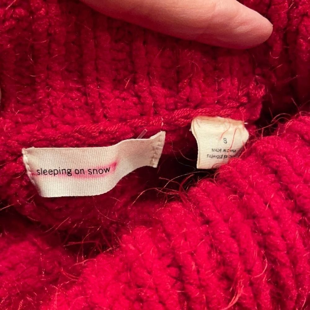Anthropologie sleeping on snow red Torridon chunky cable eyelash knit sweater S - Picture 12 of 12
